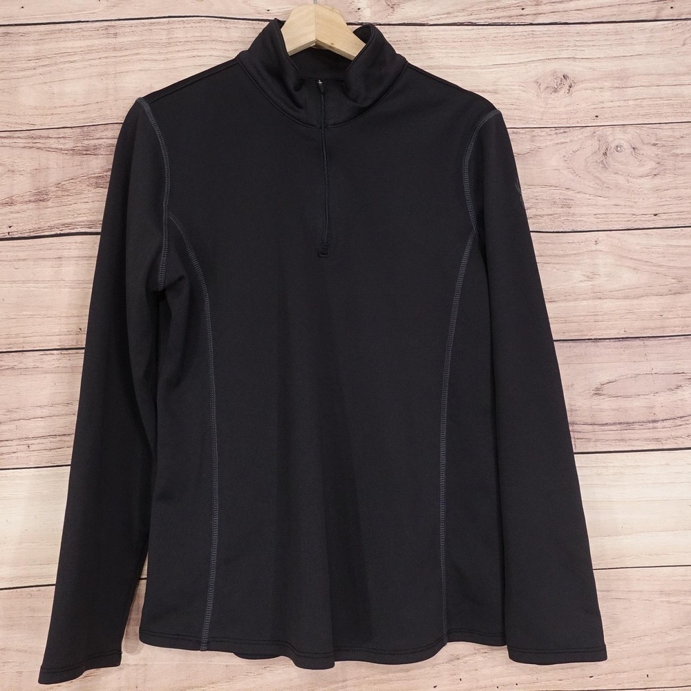 Spyder Pullover Womens XL Black 1/4 Zip Mock Neck Stretch Skiing Activewear